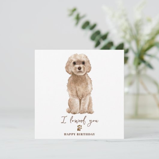 Beige Cavapoo Dog Mum Puppy Pets Birthday Kaart (Staand voorkant)