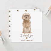 Beige Cavapoo-hond Moeder Puppy Huisdieren Verjaar Kaart (Voorkant / Achterkant in situ)