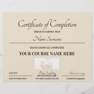 Beige certificaat van voltooiing online cursus