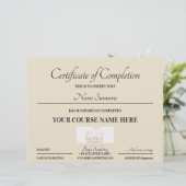 Beige certificaat van voltooiing online cursus (Staand voorkant)