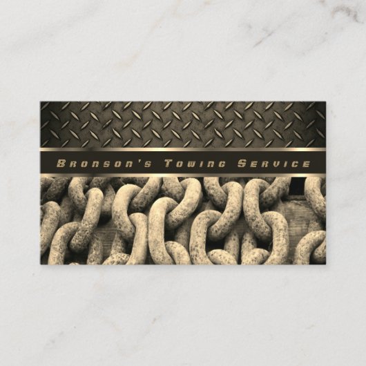Beige Chain Professional Auto Towing Service Visitekaartje (Voorkant)