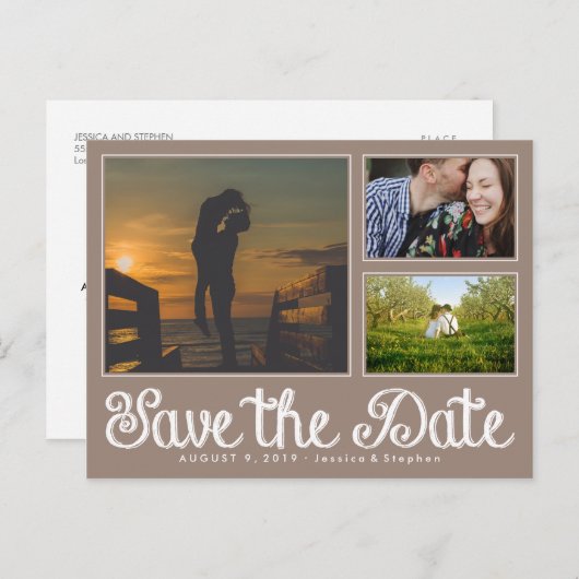 Beige Chalk sparen het Briefkaart van de Datum van (Voorkant / Achterkant)