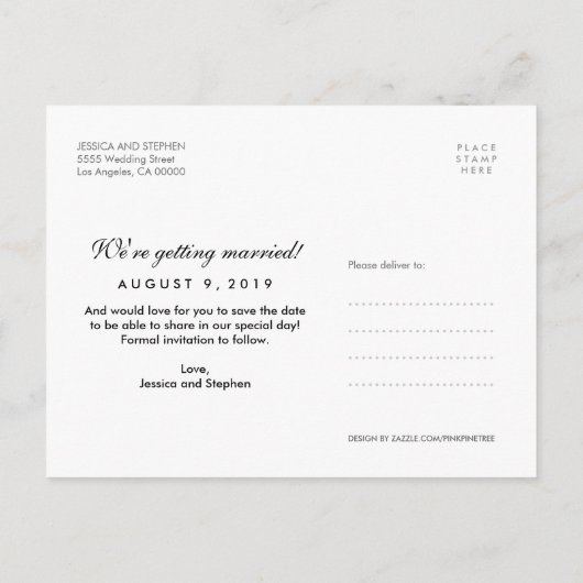 Beige Chalk sparen het Briefkaart van de Datum van (Achterkant)