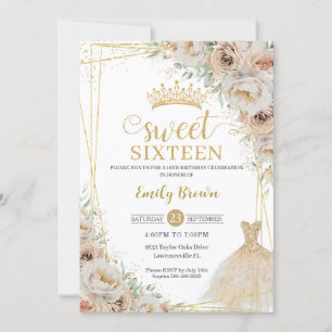 Beige Champagne Crème Goud Bloemen Zoet Zestien Kaart