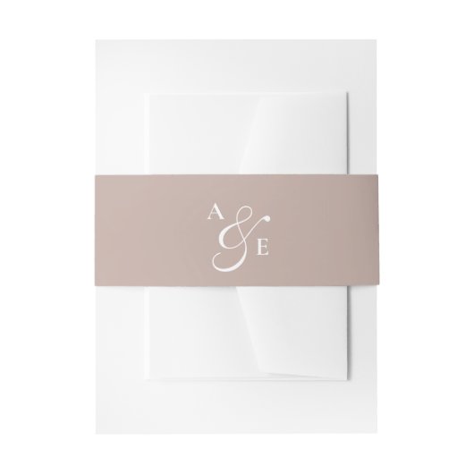 Beige Champagne Monogram Script Ampersand Uitnodigingen Wikkel (Voorkant Voorbeeld)