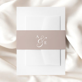 Beige Champagne Monogram Script Ampersand Uitnodigingen Wikkel