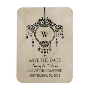 Beige Chandelier Save the Date Magnet Magneet