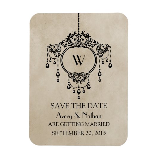 Beige  Chandelier Save the Date Magnet Magneet (Verticaal)