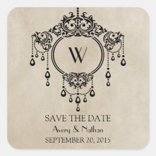 Beige  Chandelier Save the Date Stickers
