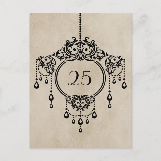 Beige  Chandelier Table Number Briefkaart (Voorkant)