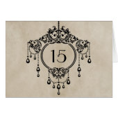 Beige  Chandelier Table Number Kaart (Voorkant Horizontaal)