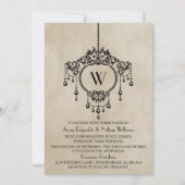 Beige  Chandelier Wedding Invite Kaart (Voorkant)
