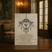 Beige  Chandelier Wedding Invite Kaart