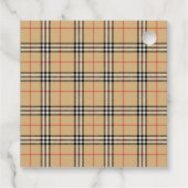 Beige Check Plaid Baby shower Bedankjes Labels (Achterkant)