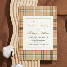Beige Check Plaid Baby shower