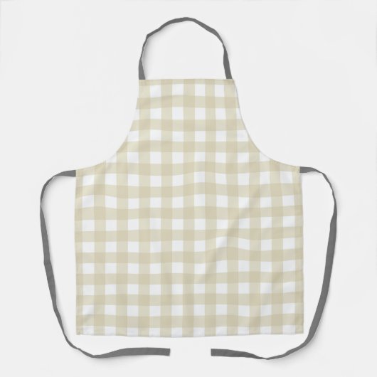 Beige Checkered Apron for Graceful Cooking Schort (Voorkant)