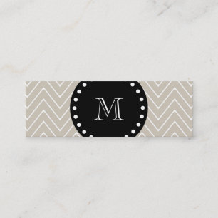 Beige Chevron Pattern Zwart monogram Mini Visitekaartje