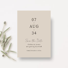 Beige | Chic Minimaal Huwelijk Opslag de Datum Save The Date