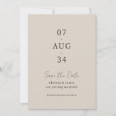 Beige | Chic Minimaal Huwelijk Opslag de Datum Save The Date (Voorkant)
