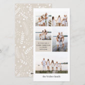 Beige Chic Modern Neutraal 5 foto Elegant Tall Feestdagenkaart (Voorkant / Achterkant)