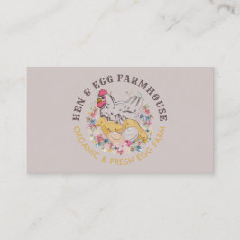 Beige Chicken Hen Egg Farmhouse Visitekaartje