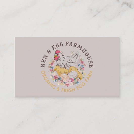 Beige Chicken Hen Egg Farmhouse Visitekaartje (Voorkant)