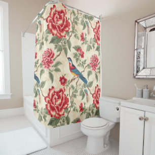 beige chinoiserie douchegordijn