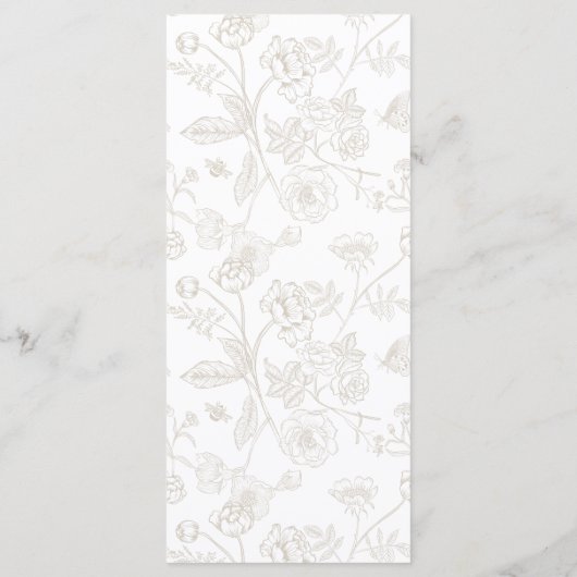 Beige Chinoiserie Floral Wedding Menu (Achterkant)