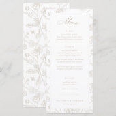 Beige Chinoiserie Floral Wedding Menu (Voorkant / Achterkant)