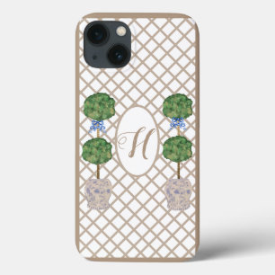 Beige Chinoiserie Gemberpot Vaas Topiaire Mand Case-Mate iPhone Case