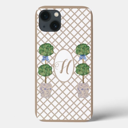 Beige Chinoiserie Gemberpot Vaas Topiaire Mand Case-Mate iPhone Case (Achterkant)