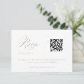 Beige Chinoiserie Huwelijks QR-code RSVP Kaartje (Staand voorkant)