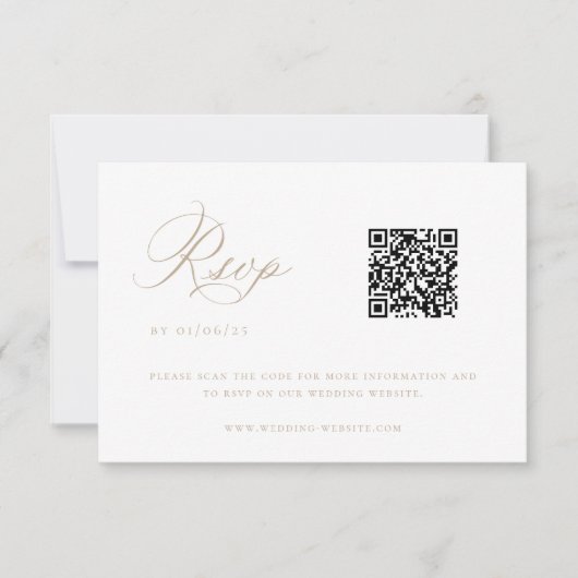 Beige Chinoiserie Wedding QR Code RSVP Kaartje (Voorkant)