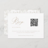 Beige Chinoiserie Wedding QR Code RSVP Kaartje (Voorkant / Achterkant)