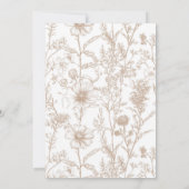 Beige Chinoiserie Wildflower Huwelijksuitnodiging Kaart (Achterkant)