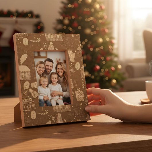 Beige Christmas Desk Frame – Festive Holiday Desig Gegraveerde Lijstjes