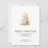 Beige Christmas Tree Soft Script Xmas Greeting Feestdagenkaart (Voorkant)