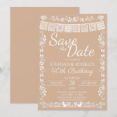 Beige Cielito Lindo Save the Date 40e Verjaardag Kaart (Voorkant / Achterkant)