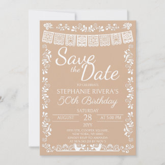 Beige Cielito Lindo Save the Date Verjaardag Kaart