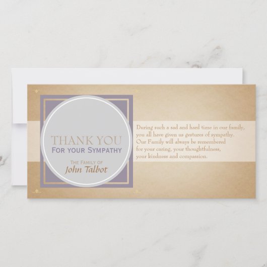 Beige Circle P Square Labels Sympathie P Hartelijk Bedankkaart (Voorkant)