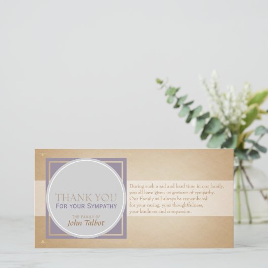 Beige Circle P Square Labels Sympathie P Hartelijk Bedankkaart (Staand voorkant)