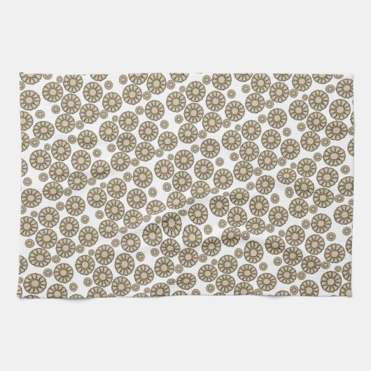 Beige Circular White Kitchen Hand Towel Theedoek (Horizontaal)