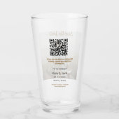 BEIGE CLASSIC ELEGANT PAAR QR SAVE THE DATE GLAS (Achterkant)