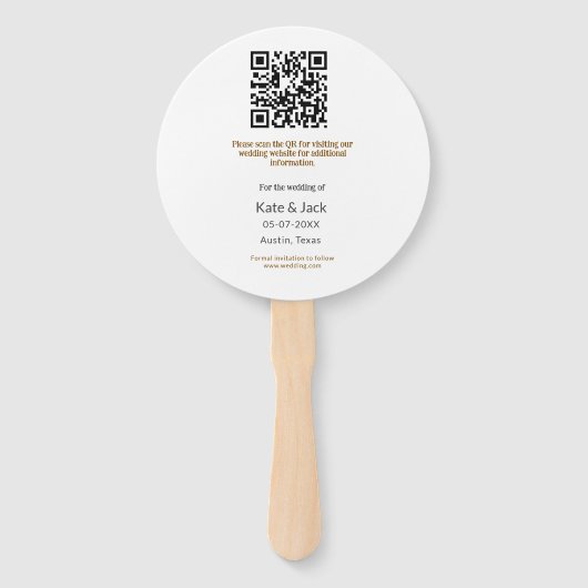 BEIGE CLASSIC ELEGANT PAAR QR SAVE THE DATE HANDWAAIER (Achterkant)
