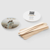 BEIGE CLASSIC ELEGANT PAAR QR SAVE THE DATE HANDWAAIER (Niet-gemonteerd)