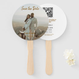 BEIGE CLASSIC ELEGANT PAAR QR SAVE THE DATE HANDWAAIER