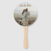 BEIGE CLASSIC ELEGANT PAAR QR SAVE THE DATE HANDWAAIER (Voorkant)