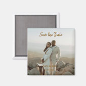 BEIGE CLASSIC ELEGANT PAAR QR SAVE THE DATE MAGNEET (Voorkant / Achterkant)