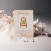  Beige Classic Genderneutraal Baby shower Bedankkaart