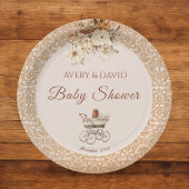  Beige Classic Genderneutraal Baby shower Papieren Bordje